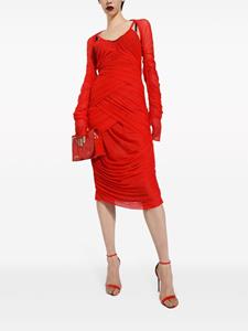 Dolce & Gabbana draped layered tulle midi dress - Rood