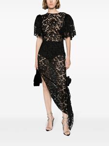 Alessandra Rich lace asymmetric midi dress - Zwart