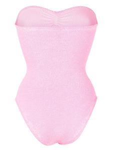 Hunza G Brooke strapless seersucker swimsuit - Roze