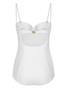 Dolce & Gabbana logo-plaque swimsuit - Wit