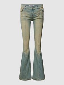 REVIEW Bootcut jeans met labelapplicatie, model 'FLARED GREENWASH'