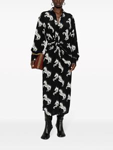 Stella McCartney Pixel Horse-print silk midi dress - Zwart