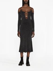 Versace logo cut-out midi dress - Zwart