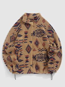 Zaful Ethnic Aztec Printed Fluffy Jacket