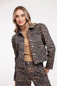Studio Anneloes Ange leopard denim jacket - camel - 09050