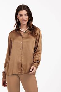 Studio Anneloes Bibby satin blouse - camel - 09046