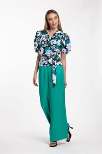 Studio Anneloes Kae flower wrap blouse - sky/emerald - 08717
