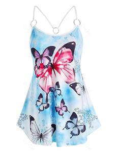 Rosegal Plus Size Butterfly Printed Cami Tank Top