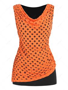Rosegal Plus Size & Curve Cowl Neck Hollow Out 2 in 1 Tank Top