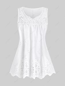 Rosegal Plus Size Broderie Anglaise Trapeze Tank Top
