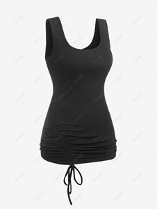 Rosegal Plus Size Cinched Ruched Solid Ribbed Tank Top