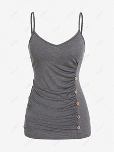 Rosegal Plus Siz Ruched Backless Mock Buttons Cami Top
