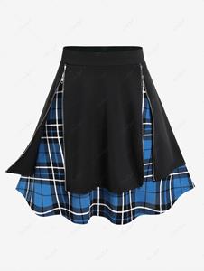 Rosegal Plus Size Plaid Zipper Mini A Line Skirt
