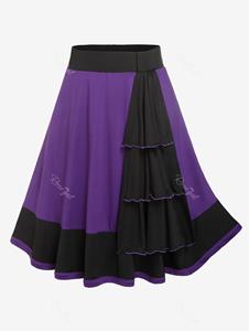 Rosegal Plus Size Colorblock Layered A Line Midi Skirt