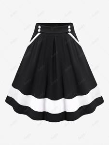 Rosegal Plus Size Colorblock A Line Midi Skirt