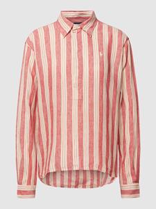 Polo Ralph Lauren Linnen blouse, voor kort en achter lang, met merkstitching