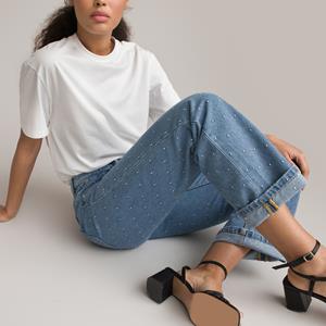 LA REDOUTE COLLECTIONS Rechte jeans, hoge taille, geborduurde stippen
