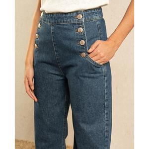 GRACE AND MILA 60s straight-leg jeans met hoge taille, matrozenstijl