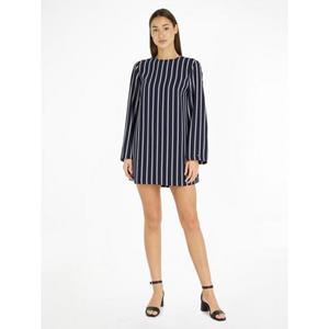 Tommy Hilfiger Blousejurkje ARGYLE STRIPE CREPE SHIFT DRESS met ronde hals