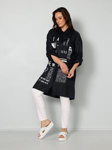 MIAMODA Lange blouse met print  Zwart