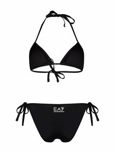 Ea7 Emporio Armani Triangel bikini met logoprint - Zwart