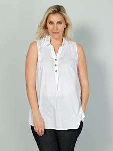 M. collection Lange blouse effen of gestreept  Wit