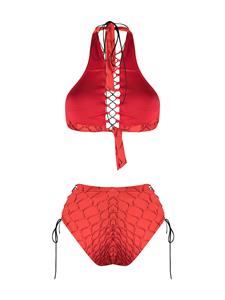 Noire Swimwear Bikini met slangenhuidprint - Rood
