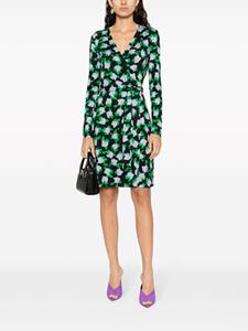 DVF Diane von Furstenberg floral-print silk wrap dress - Zwart