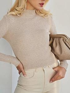 Zaful Women's Daily Basic Solid Color Ribbed Knit Layering Slim Sweater