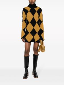 La DoubleJ argyle-knit minidress - Zwart