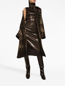 Dolce & Gabbana leopard-print belted single-breasted coat - Bruin