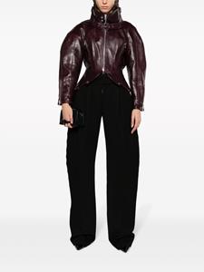 Alexander McQueen peplum leather jacket - Paars