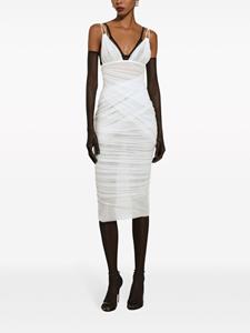 Dolce & Gabbana tulle draped calf-length dress - Wit