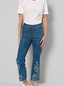 Paola 3/4-jeans met bloemenborduursel  Blauw