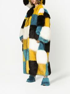 Dolce & Gabbana check-pattern faux-fur coat - Geel