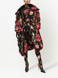 Dolce & Gabbana Donsjack met bloemenprint - Zwart