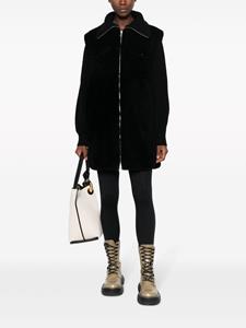 Yves Salomon panelled zipped coat - Zwart