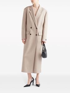 Prada double-breasted velour cashmere coat - Beige