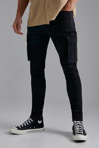 Boohoo Tall Stretch Cargo Skinny Jeans, Washed Black