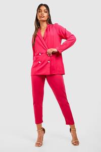 Boohoo Blazer Met Dubbele Knopen & Pantalon Set, Warm Roze