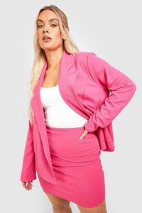 Boohoo Plus Baggy Basic Jersey Blazer, Hot Pink