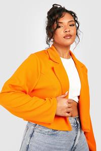 Boohoo Plus Korte Basic Jersey Blazer, Orange
