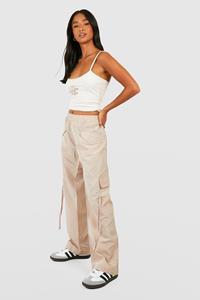 Boohoo Petite Soft-Shell Cargo Broek Met Zak Detail, Stone