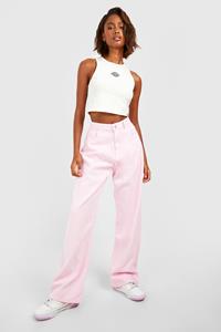 Boohoo Pastel High Rise Jeans Met Rechte Pijpen, Pastel Pink