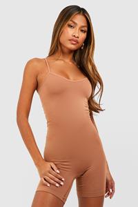 Boohoo Corrigerend Naadloos Corrigerend Leotard, Mocha