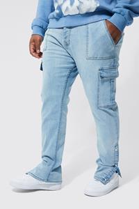 Boohoo Plus Skinny Fit Cargo Jeans Met Drukknoopjes, Ice Blue