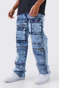 Boohoo Onbewerkte Baggy Cargo Jeans Met Zakken, Light Blue