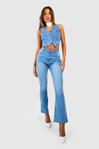 Boohoo Flared Booty Boost Stretch Jeans, Vintage Blue