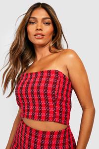 Boohoo Bouclé Bandeau Top, Red