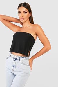 Boohoo Strakke Long Line Bandeau Top, Black